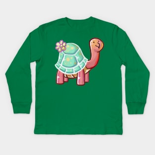 Flower Tortoise Kids Long Sleeve T-Shirt